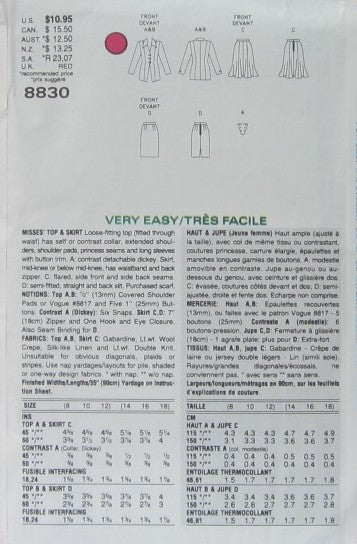 MISSES' TOP AND SKIRT