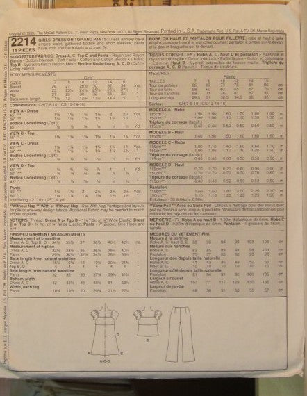 Girls dress top and pants