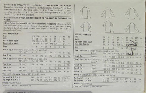 MISSES SET OF PULLOVER TOPS.....A TIME-SAVER STRETCH-KINT