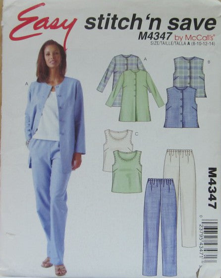 MISSES/MISS PETITE JACKET VEST TOP AND PANTS