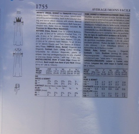 INFANTS DRESS BONNET AND TRANSFER