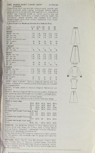 MISSES SHIRT T-SHIRT SKIRT AND PANTS