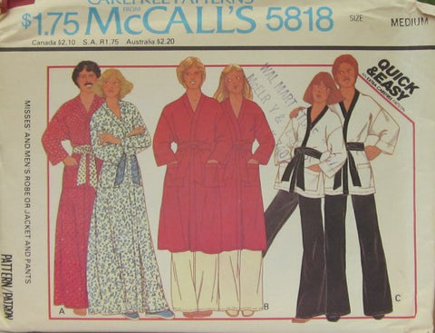 MISSES' AND MEN'S ROBE OR JACKET AND PANTS