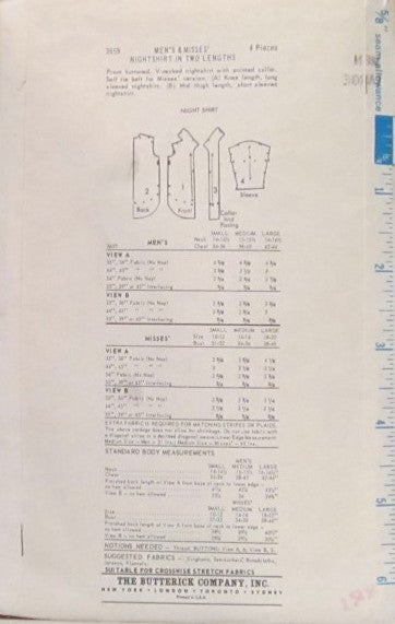 MENS AND MISSES NIGHTSHIRT IN TWO LENGTHS