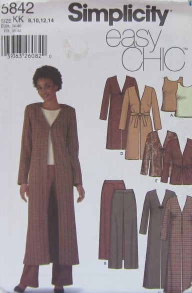 MISSES' DUSTER IN TWO LENGTHS OR JACKET, TOP AND PANTS