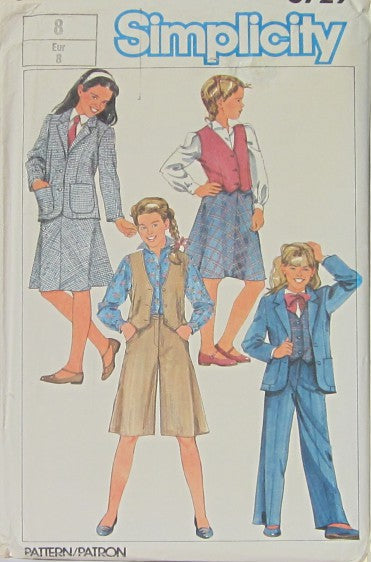 GIRLS' SKIRT, CULOTTES, STRAIGHT-LEG PANTS, LINED VEST AND UNLINED