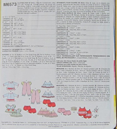 CLOTHES FOR 18" DOLL