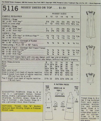 MISSES DRESS OR TOP CUT