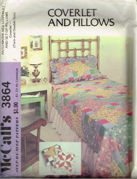 PATCHWORK BED COVERLET, AND SET OF PILLOWS