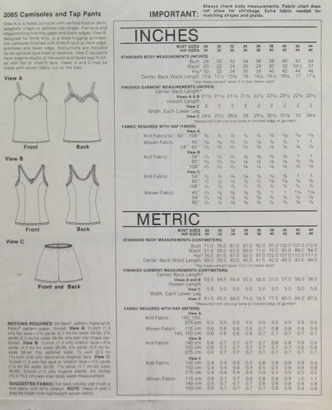 CAMISOLES AND TAP PANTS