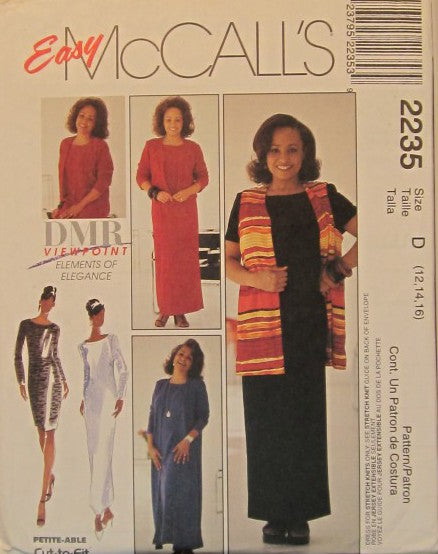MISSES DRESS AND VEST IN TWO LENGTHS AND JACKET