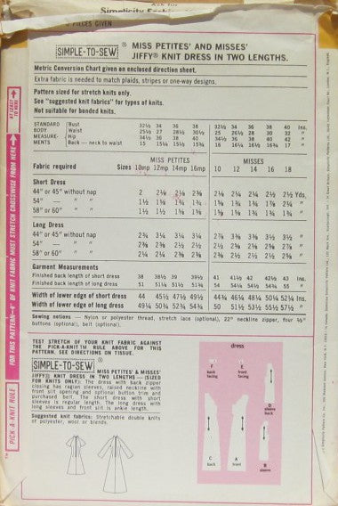 MISS PETITES' AND MISSES' JIFFY TM KNIT DRESS IN TWO LENGTHS