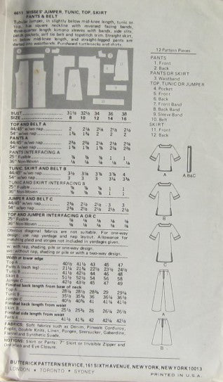 MISSES JUMPER TUNIC TOP SKIRT PANTS AND BELT