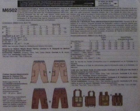 cHILDRENS/BOYS/GIRLS PANT BACKPAC