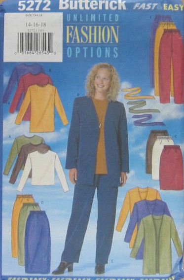 MISSES' JACKET, BELT, TOP, SKIRT AND PANTS