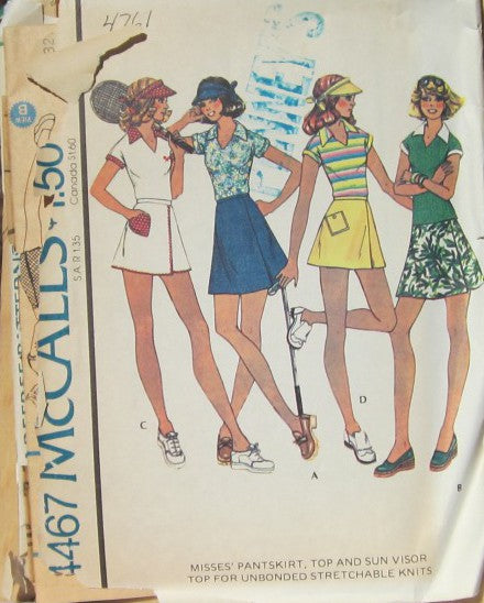 MISSES' PANTSKIRT, TOP AND SUN VISOR TOP FOR UNBONDED