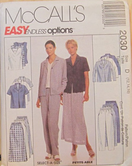 MISSES' SHIRT, TOP, PULL-ON SKIRT AND PANTS