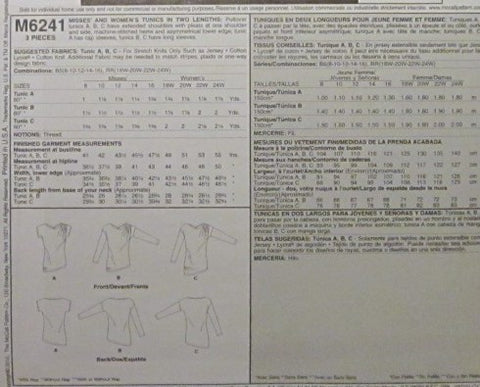MISSES AND WOMENS TUNICS