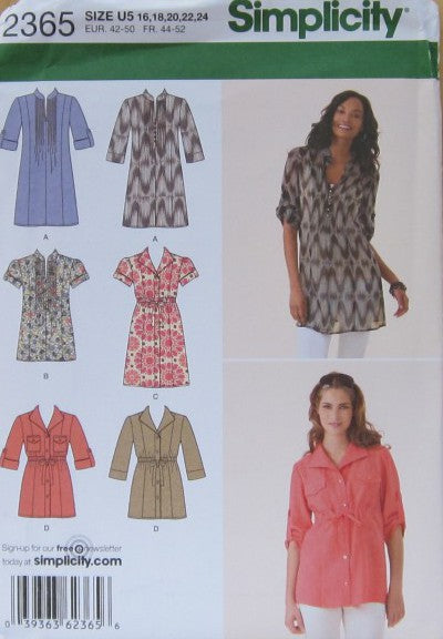 MISSES TUNIC IN TWO LENGTHS WITH FRONT VARIATIONS