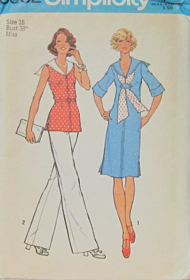 MISSES' DRESS OR TOP, PANTS AND SCARF