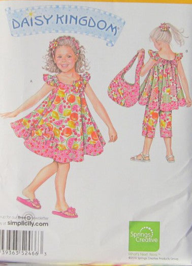 CHILDS DRESS TOP CAPRI PANTS TOTE HEADBAND AND PONYTAIL HOLDER