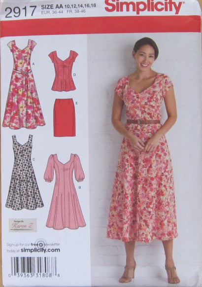 MISSES/WOMENS DRESS IN TWO LENGTHS OR TUNIC SKIRT AND TIE BELT