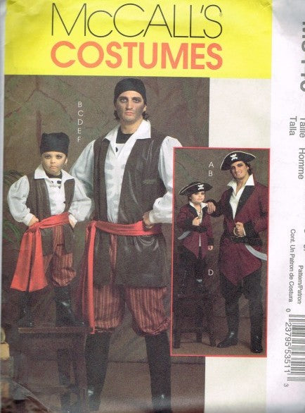 MENS CHILDRENS AND BOYS PIRATE COSTUME
