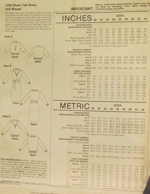 SHAWL TAB DRESS AND BLOUSE