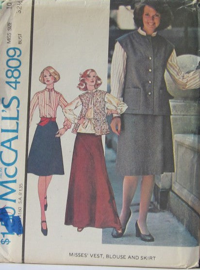 MISSES VEST BLOUSE AND SKIRT